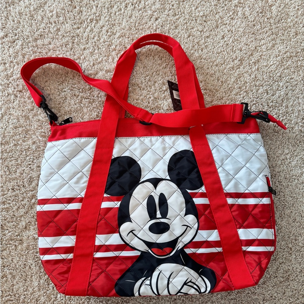 Bioworld Disney Mickey Mouse Tote Bag Convertible Backpack Travel Bag Red/White